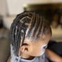 Kid Cornrows w/design or ponytails (hair added)