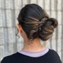 Sleek back ponytail /bun with added hair