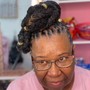 Mohawk / With Bantu knots / 2 strand twist etc