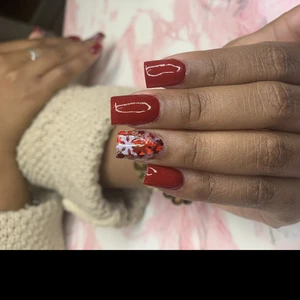 press on nails brick red bandana french tip hand drawn nail art long square  | eBay