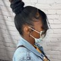 Sleek back ponytail /bun with added hair