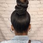 Sleek back ponytail /bun with added hair