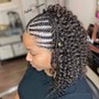 Feed In Braids w/Curly Crochet