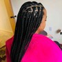 Half braids, half cornrows. medium shoulder length