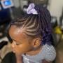 Kid's Feedin Braids into a ponytail