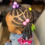 Kid Cornrows w/design or ponytails (hair added)