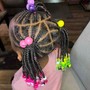 Kid Cornrows w/design or ponytails (hair added)