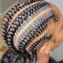 6 stiches cornrows midback and under.  Not recommend for tick or short hair . Your hair need to be properly blown out)  (Non refundable $50 Deposit required *not transferable if cancelation)