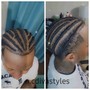 Kid's cornrows (6-12) striaght back