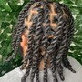 Ear to Neck Retwist with style (2 strand twist)