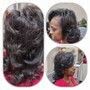 Roller Silk Wrap and Style on Relaxed Hair