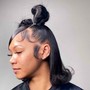 Blunt cut ponytail