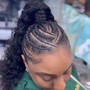 Half up half down with braids