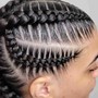 4 stiches cornrows midback and under. (Not recommended for very tick hair) (Non refundable $50 Deposit required *not transferable if cancelation)