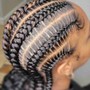 6 stiches cornrows midback and under.  Not recommend for tick or short hair . Your hair need to be properly blown out)  (Non refundable $50 Deposit required *not transferable if cancelation)