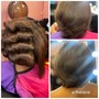 Sleek traditional ponytail or Low and top knot bun or braid