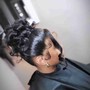 Natural hair up do/topnot