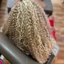 Crochet Braids singles or braided back and hair is attached with a crochet needle