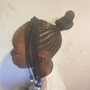 Stitch braids in ponytail medium parts