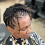 Two Dutch/French braids on natural hair