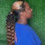 Half feed-in braids w/individuals shoulder length