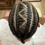 Men Cornrows with extensions shampoo/blow dry/press