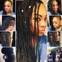 Knotless braids, top cornrow braids with individual knotless in the back, Boho braids