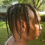 Knotless braids, top cornrow braids with individual knotless in the back, Boho braids