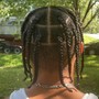 Knotless braids, top cornrow braids with individual knotless in the back, Boho braids