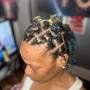 Bantu knots with hair added