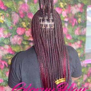 Knotless Goddess Box Braids Burgundy