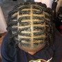 Tribal feed-in braids w crochet in back.