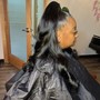 Silk Press w Two Ponytails with Extensions