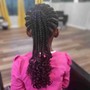 Kid's cornrows with her natural hair