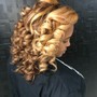 Interlocking w/curls mid back/waist length