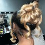 Sleek traditional ponytail or Low and top knot bun or braid