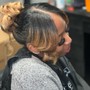 Quickweave w/ pin up with curls (updo)