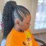 Kid's20”  medium feed in ponytail  Braids