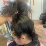 Thick feed in ponytail