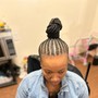 Quick weave pony tail style with 2-4 braids