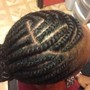 Cornrows up into a bun(kids 11 and under)