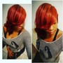 Color, Deep Conditioning, full hair cut and Flat Iron