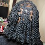 Small waist length knotless Senegalese with curls (ISLAND TWISTS)