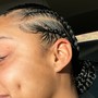 4 cornrows/straight back braids