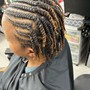 Half half cornrows/ Half individuals -Medium Mid Back