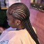 Stitched Feed-in braids in the front PARTIAL SEW-IN in the back