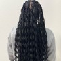 4 cornrows/straight back braids