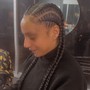 4 cornrows (added hair)