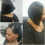 Wash blow dry and flat iron for relaxed  hair