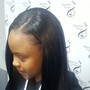 Wash blow dry and flat iron for relaxed  hair